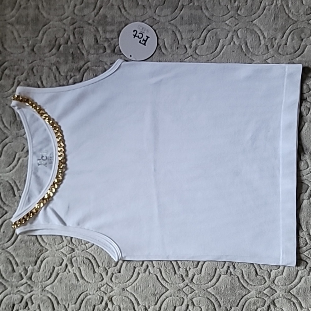 White chain sleeveless tank top Large